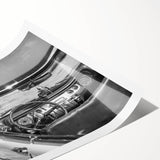 Extra large rolled print featuring line art flowers with vibrant tropical hues, ideal for large living room wall art.