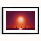 Extra large abstract art print featuring vibrant Caribbean scenery on textured canvas, framed in black.