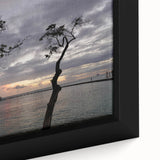Extra large framed canvas featuring a textured, black Caribbean Martinique scenery with vibrant colors.