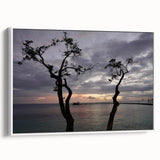 Framed canvas depicting a vintage Caribbean Martinique landscape in vibrant colors.