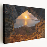 Large canvas print of a Caribbean beach with vibrant blue and turquoise waters, ideal for kitchen wall art.