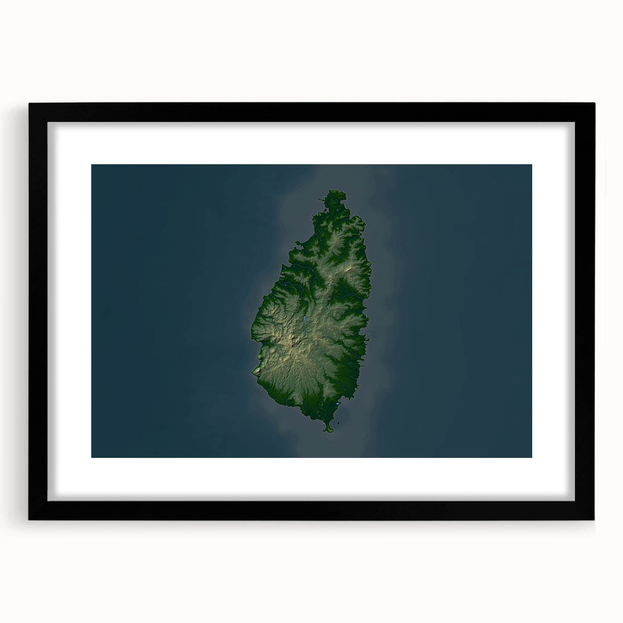 Extra large, textured abstract art print depicting vibrant Caribbean scenery on a framed matte canvas.