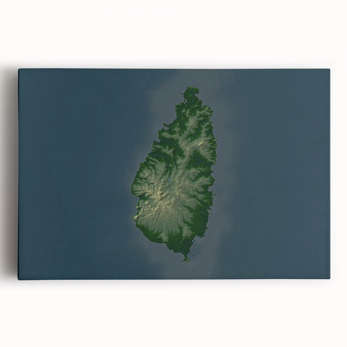 Black and white photograph of Caribbean Saint Lucia scenery on large stretched canvas, suitable for kitchen wall art.