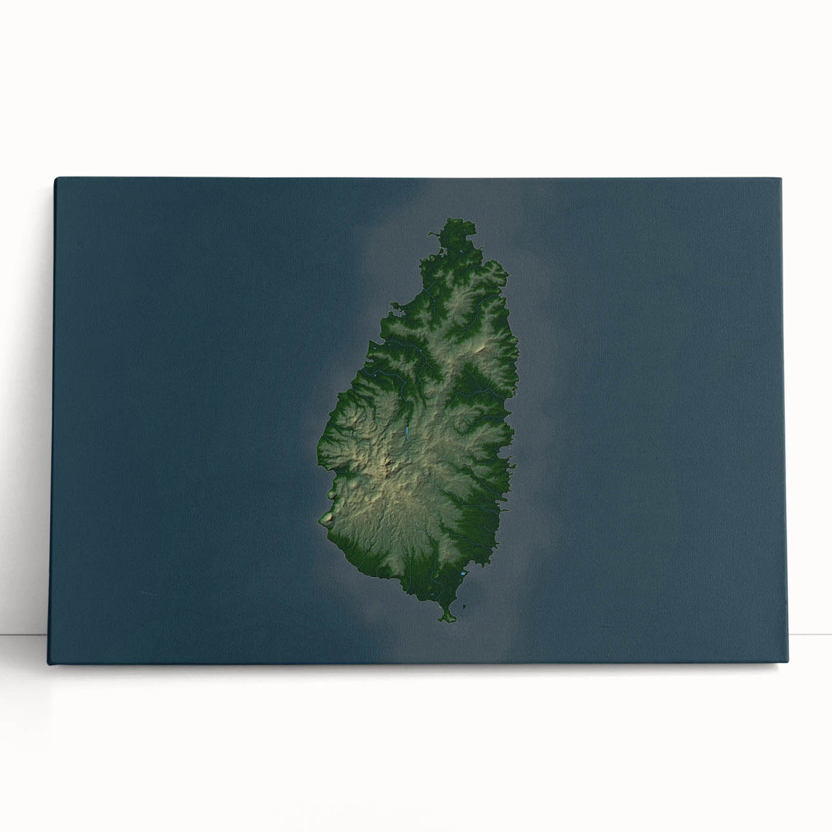 Black and white photo of Saint Lucia scenery on stretched canvas, ideal for kitchen wall art.