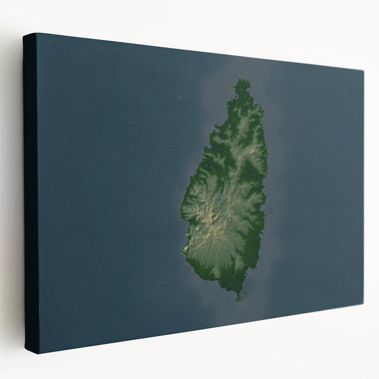 Large canvas print of a Caribbean Saint Lucia scenery, featuring vibrant blue and green tones, ideal for kitchen wall art.