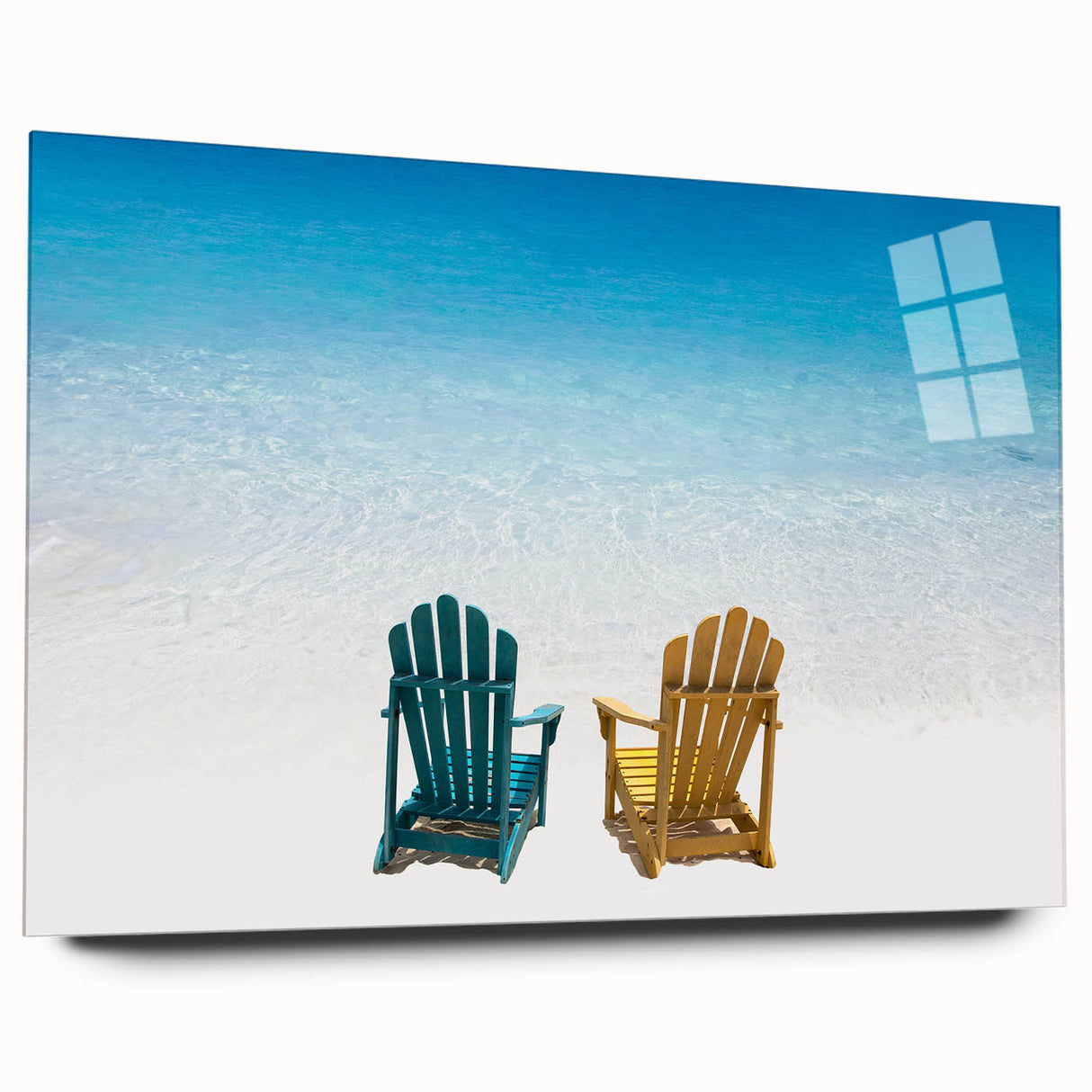 Acrylic print of a Caribbean Virgin Islands scenery in vivid blue and green tones, suitable for bedroom or dining room decor.