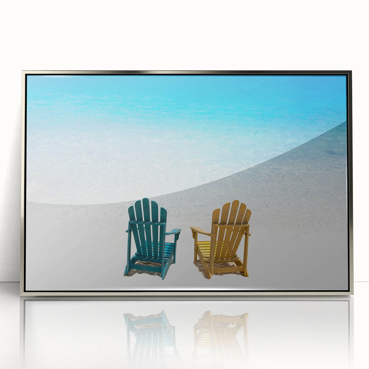 Framed acrylic print of Caribbean Virgin Islands with vibrant blue and green tones, ideal for modern art wall decor.