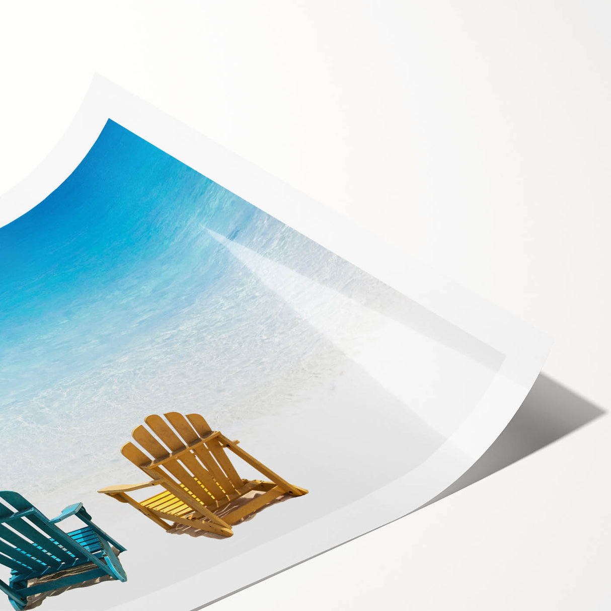 Extra large wall art featuring line art flowers and a Caribbean Virgin Islands scenery on a rolled canvas.