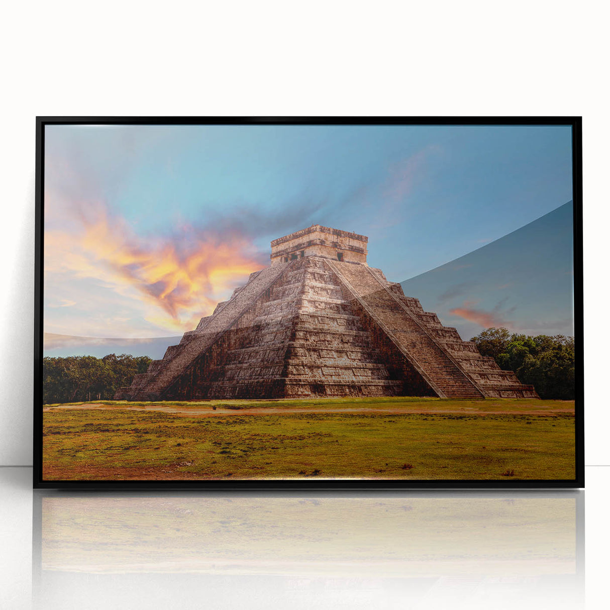 Large abstract wall art featuring a vibrant Central American landscape on a framed acrylic.