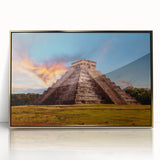 Framed acrylic print of a Belize scenery with lush greenery and a tranquil river, in a mid-century modernist style.