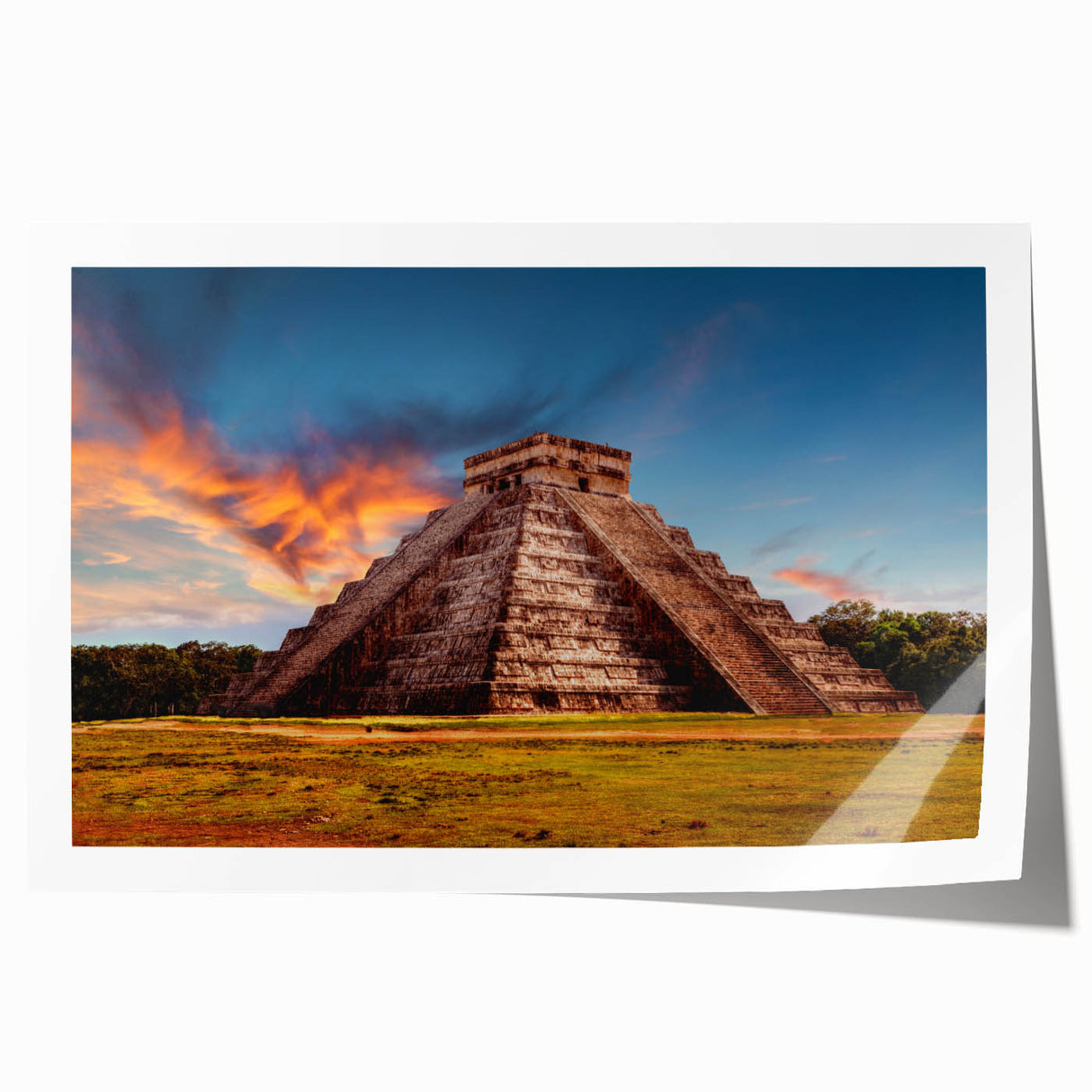 Extra large rolled canvas print featuring a serene Belize landscape with lush greenery and vibrant floral details.