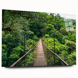 Large abstract wall art of a Costa Rican landscape in vibrant greens and blues on acrylic glass.