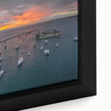 Black framed canvas featuring a textured, colorful Central American scenery, ideal for living room decor.