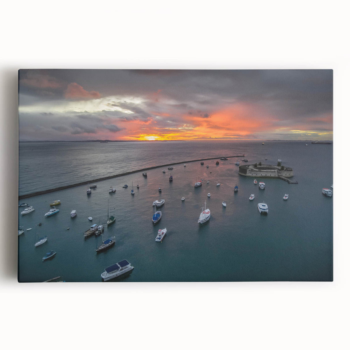 Black and white stretched canvas of El Salvador's landscape, ideal for kitchen wall art.