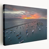 Stretched canvas featuring a serene El Salvador landscape in muted green and blue tones, ideal for kitchen wall art.