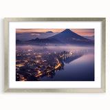 Textured abstract art print of a Central American scenery in muted earth tones, framed with a silver mat.