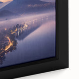 Black wall art featuring a textured, colorful Central American scenery on a framed canvas, ideal for living room decor.