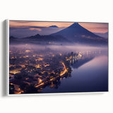 Extra large framed canvas of vintage poster art depicting colorful Central American scenery, ideal for living room decor.