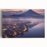 Black and white photograph of a Guatemalan landscape on stretched canvas, ideal for kitchen wall art.