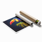 Extra large rolled print of a Central American landscape featuring vibrant floral elements.
