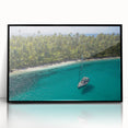 Large abstract wall art depicting a Central American scenery in black and white tones on a framed acrylic panel.