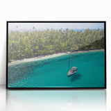 Large abstract wall art depicting a Central American scenery in black and white tones on a framed acrylic panel.