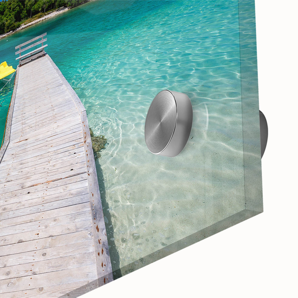 Large abstract wall art featuring Albanian scenery in mid-century modernist style on acrylic glass.