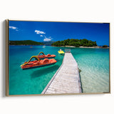 Framed canvas featuring a vintage-style landscape painting of an Albanian scenery, ideal for bedroom wall art.