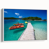 Vintage poster art of a scenic Albanian landscape on a framed canvas, featuring vibrant colors, ideal for living room decor.