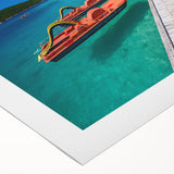 Art deco poster featuring an Albanian landscape in muted earth tones on rolled canvas, suitable for dining room walls.