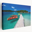 Large stretched canvas depicting a serene Albanian landscape in muted earth tones, ideal for kitchen wall art.
