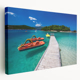 Large stretched canvas depicting a serene Albanian landscape in muted earth tones, ideal for kitchen wall art.