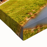 Black and white landscape art painting of a European scenery on stretched canvas, suitable for bedroom wall decor.