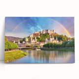 Black and white stretched canvas of a European cityscape, ideal for kitchen wall art.