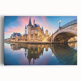 Black and white large art print of a European cityscape on stretched canvas, ideal for kitchen wall art.