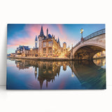 Black and white photo of a European cityscape on large stretched canvas, ideal for kitchen wall art.