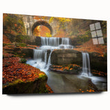 Large abstract wall art of a European Bulgarian scenery in muted earth tones on acrylic glass.