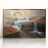 Art deco poster of a European cityscape in muted gold and gray tones, acrylic framed, ideal for modern art wall decor.