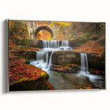 Framed canvas depicting a colorful Bulgarian landscape with vintage poster art style, ideal for living room decor.