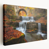 Large canvas print of a serene Bulgarian landscape, in soft green and blue hues, ideal for kitchen wall art.