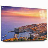 Acrylic glass print of a Croatian landscape in muted earth tones, suitable for bedroom or dining room decor.