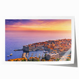 Rolled print of a Croatian landscape featuring vibrant green and blue tones, ideal for dining room wall art.