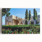 Black and white photograph of a European cityscape on stretched canvas, ideal for kitchen wall art or bedroom decor.