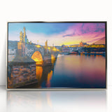 Large art print of Prague's skyline in muted colors on a framed acrylic, suitable for modern art wall decor.