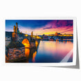 Rolled print of Prague scenery with vibrant twilight hues, ideal for art wall dining room.