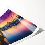 Extra large rolled print of line art flowers over a Prague scenery, in muted earth tones.