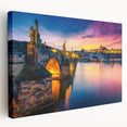 Large canvas print of Prague scenery in muted earth tones, suitable for kitchen wall art.