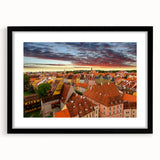 Extra large abstract art print of colorful, textured scenery from the Czech Republic, framed in black.