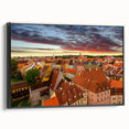Black and white framed canvas of a Czech Republic landscape, ideal for bedroom wall decor.