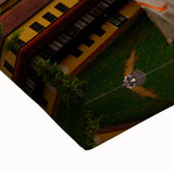 Large art depicting a black and white landscape of the Czech Republic on stretched canvas, ideal for bedroom decor.